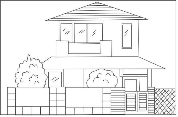 Двухэтажный дом рисунок