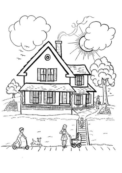 Дом раскраска для детей