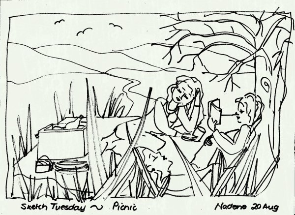 Раскраска семья на пикнике