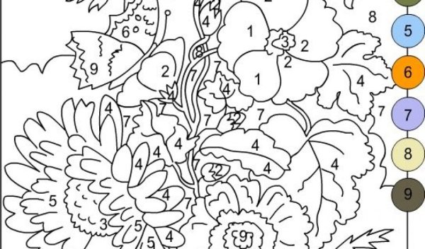 Раскрась по цифрам и цвету осень