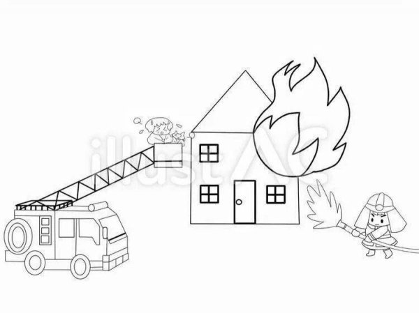 Горящий дом раскраска
