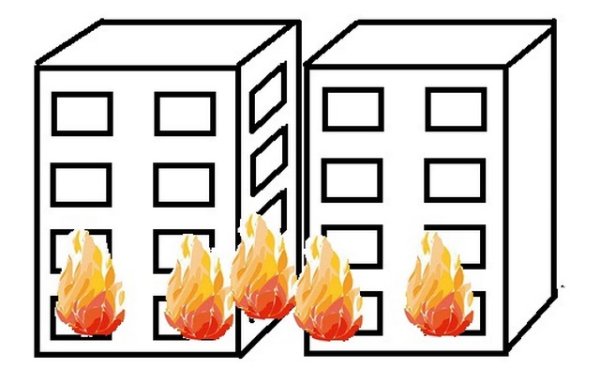 Горящий многоэтажный дом раскраска