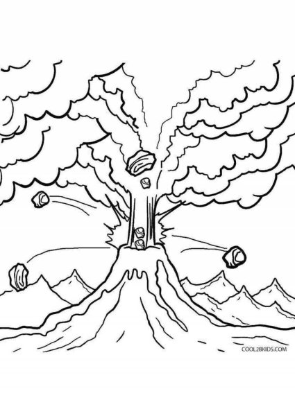 Вулкан раскраска для детей