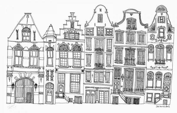 Фасады домов в графике