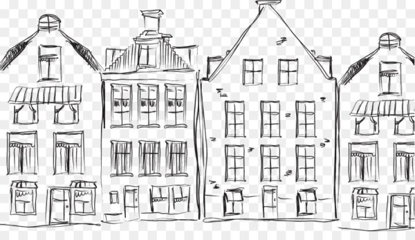 Стилизованные домики контурные