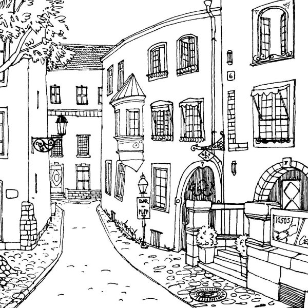 Городской пейзаж раскраска