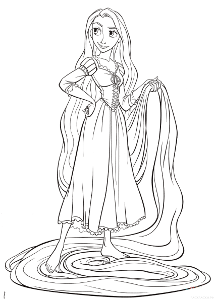Раскраски Диснеевские принцессы Рапунцель