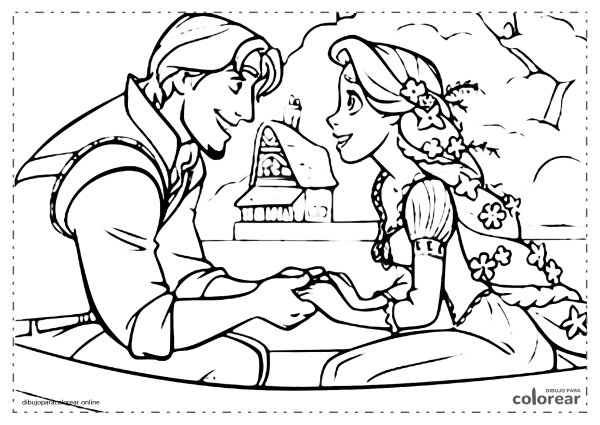 Раскраска Рапунцель и Юджин