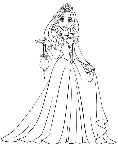 Раскраски Диснеевские принцессы Рапунцель