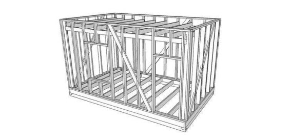 Чертеж каркасной бытовки 3х4