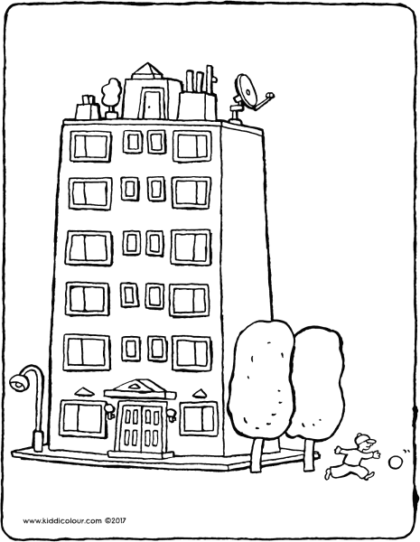 Многоэтажный дом раскраска для детей