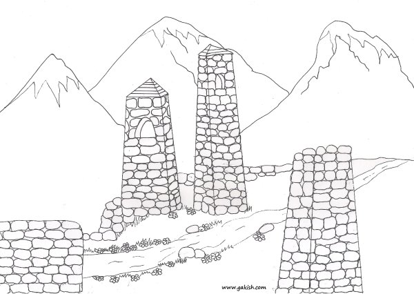 Ингушские башни раскраска