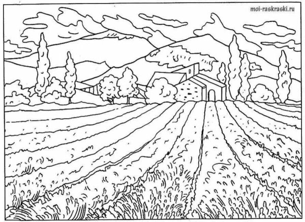 Раскраска пейзаж