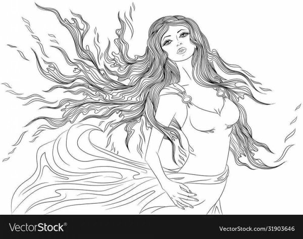 Раскраска Огненная девушка