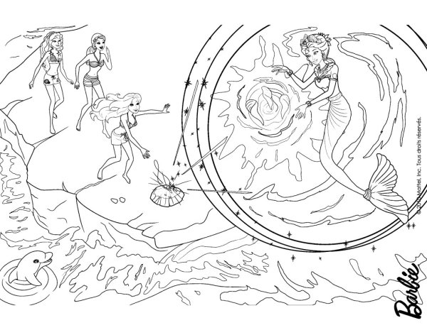 Раскраски Барби приключения Русалочки