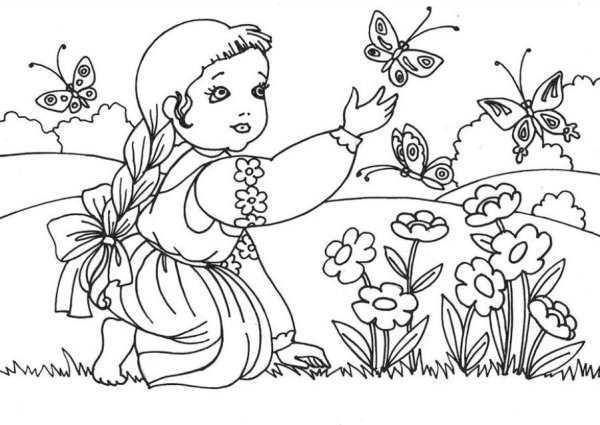 Раскраска для девочек природа