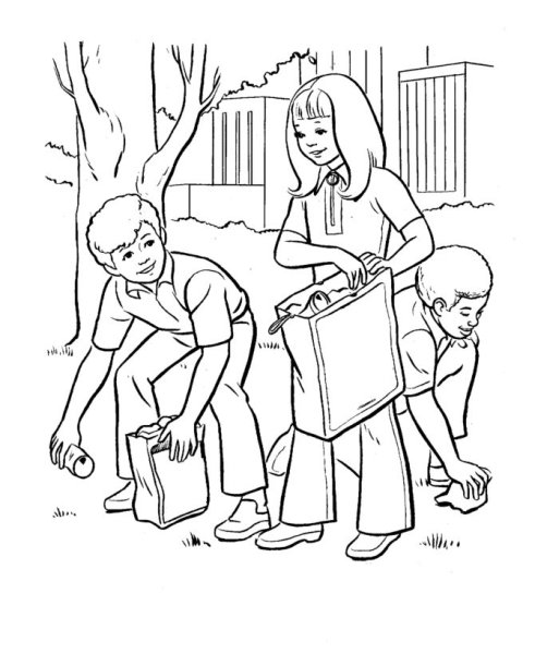 Уборка мусора раскраска для детей