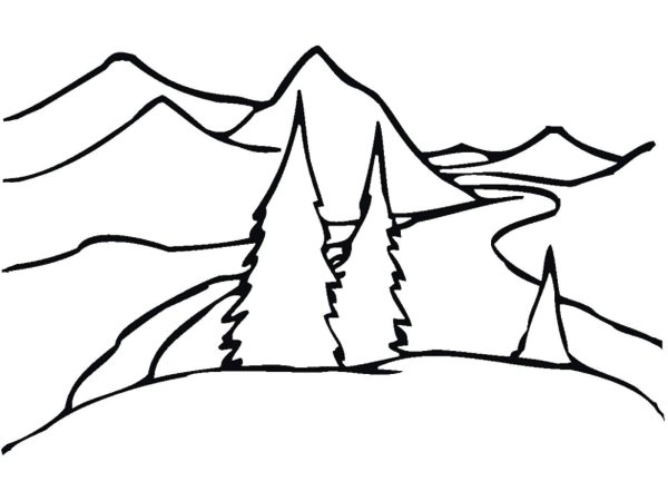 Горы раскраска для детей