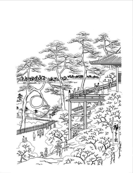 Японский пейзаж раскраска