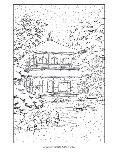 Раскраска пейзаж Япония