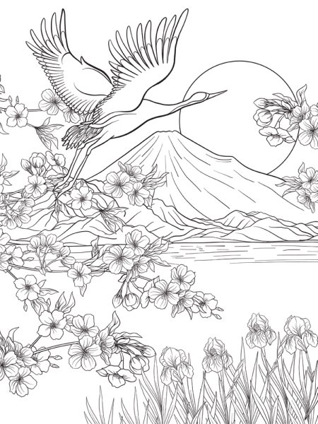 Раскраска Весна в Японии