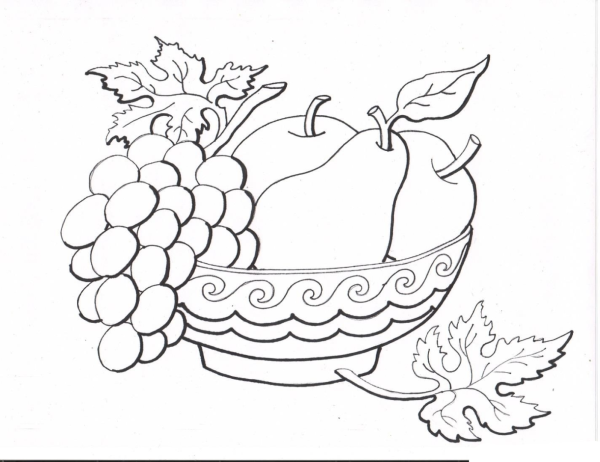 Натюрморт с фруктами раскраска