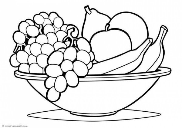 Натюрморт с фруктами раскраска