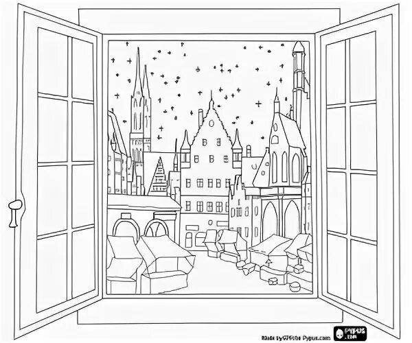 Вид из окна раскраска