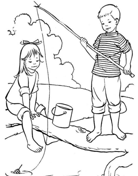 Рыбалка раскраска для детей