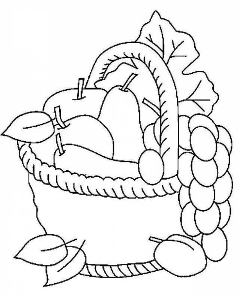 Корзина с фруктами раскраска