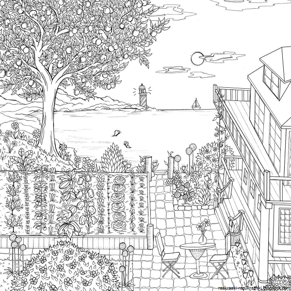 Сады. Раскраска