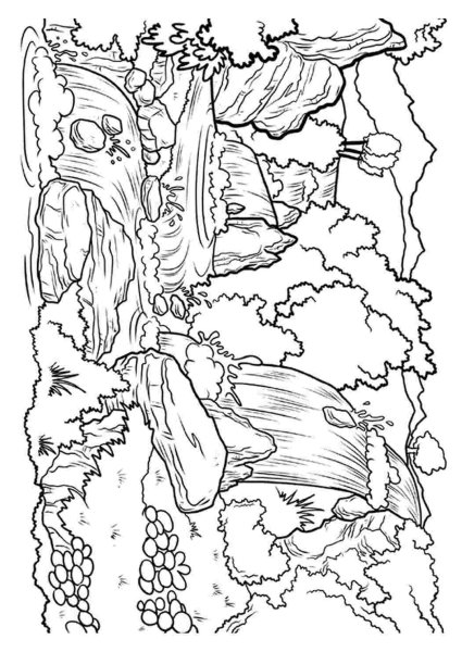 Раскраска природа водопад