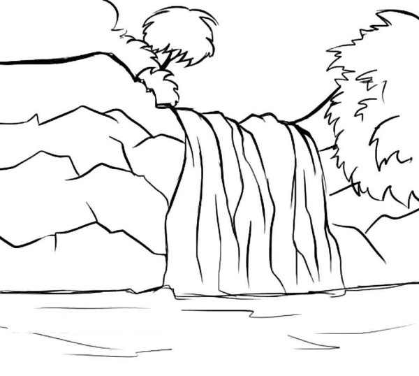 Водопад раскраска для детей