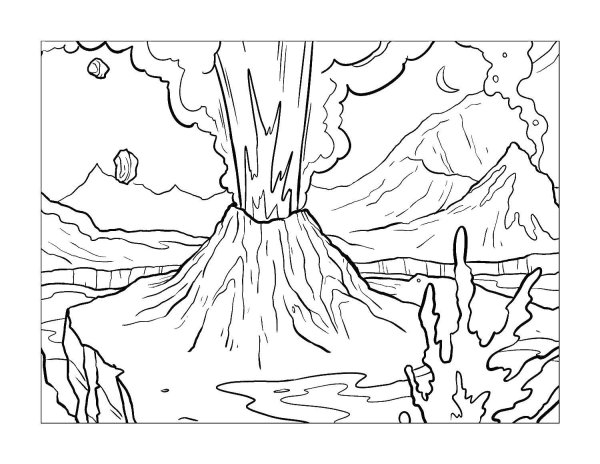Вулкан раскраска для детей