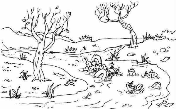 Загрязнение природы раскраска