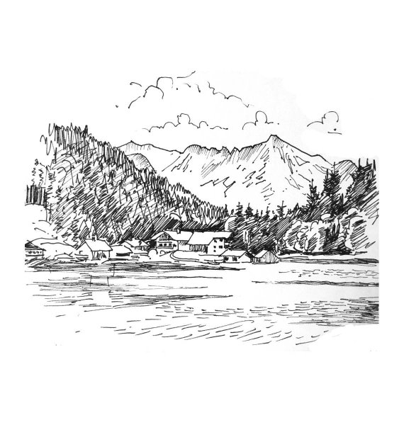 Контурные рисунки пейзажей