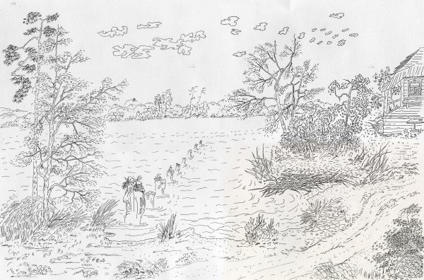 Пейзажи для раскрашивания акварелью