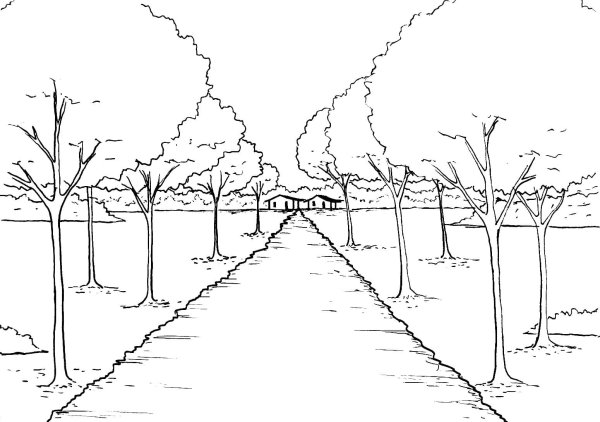 Пейзаж раскраска лёгкая