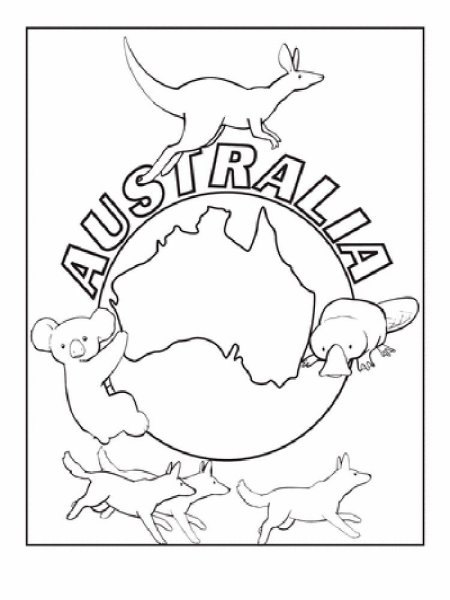 Австралия раскраска для детей
