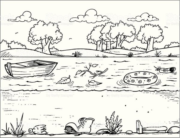 Загрязнение природы раскраска