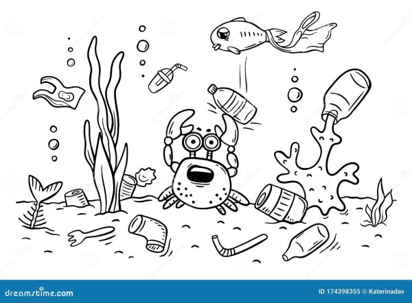 Загрязнение воды раскраска для детей