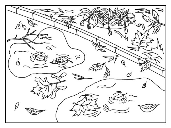 Осенний пейзаж раскраска