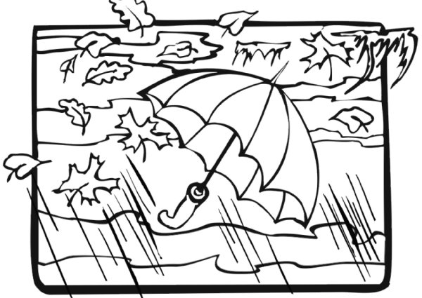 Осенний пейзаж раскраска