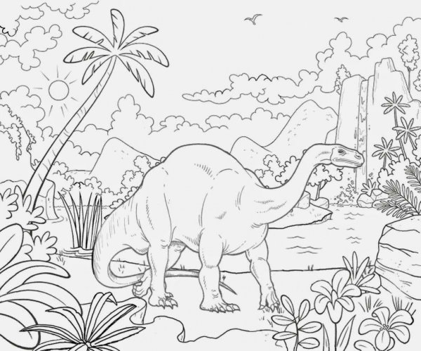 Раскраска динозавры в джунглях