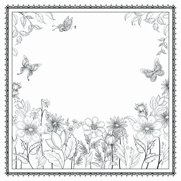 Рамка из цветов чб