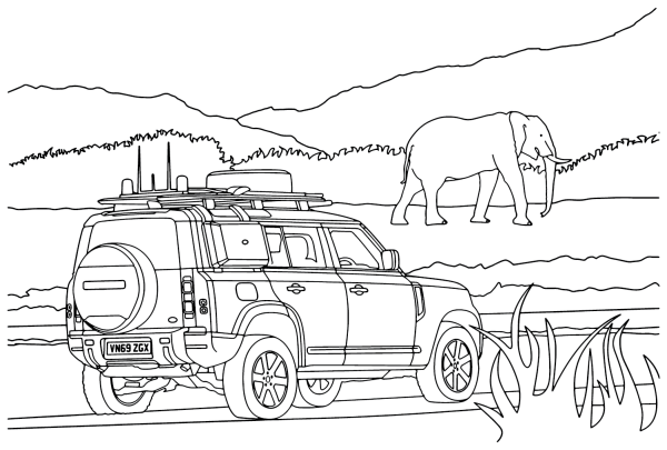 Раскраска джип ленд Ровер