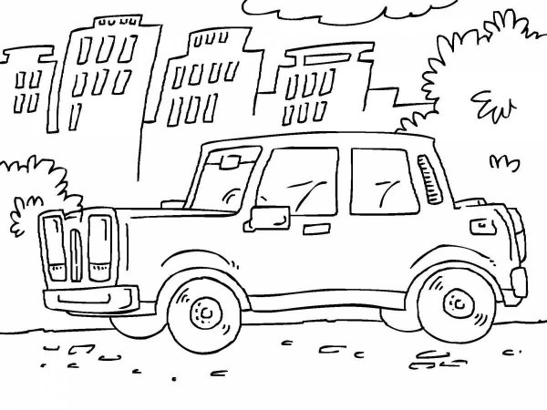 Городские автомобили раскраска