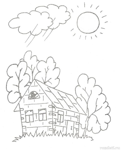 Пейзаж для раскрашивания детям