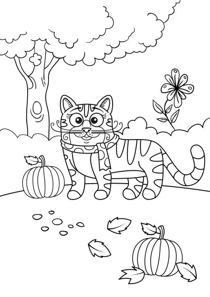 Кот ученый раскраска для детей