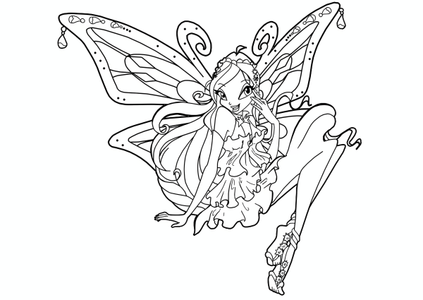 Раскраска феи Винкс Блум